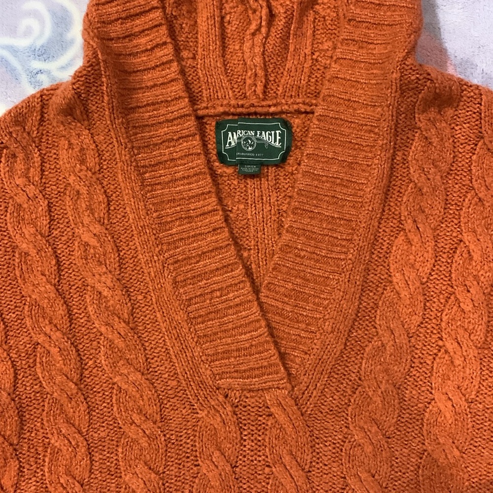 American Eagle Soft & Cozy Hoodie Sweater Coral - Picture 6 of 9